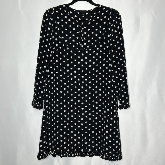 J. Crew Star Print Ruffle Detail Silk Dress Size 10 - Picture 3 of 9